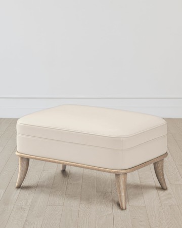 Jackie Gray/Milk Leather Ottoman