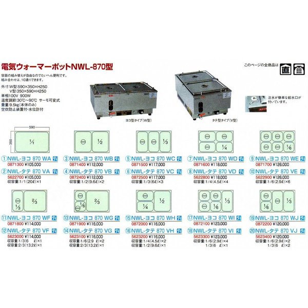 ニッセイ 電気ウォーマーポット NWL-ヨコ870WF - 1