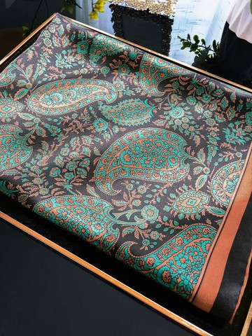 【羿丞】【香雲腰果花】真絲大方巾100%桑蠶絲絲巾圍巾披肩兩用女 雙11全館免運