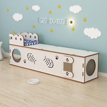 貓窩貓隧道四季通用可坐木質貓鉆洞貓抓板貓屋小型犬寵物窩貓房子