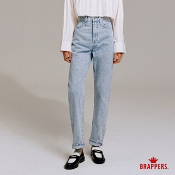 BRAPPERS 女款 Boy friend系列-高腰天絲棉直筒褲-淺雪花藍
