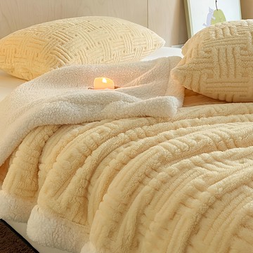加絨雙面絨毛毯被  稻香黃  200 x 150cm