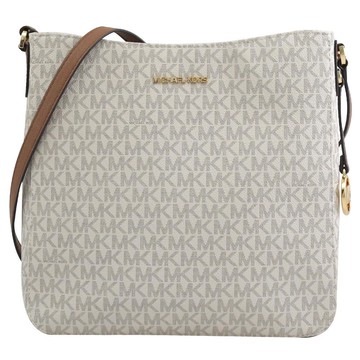 MICHAEL KORS JET SET TRAVEL 滿版 LOGO斜背包.白咖