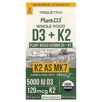 Triquetra Health, Plant-D3® Whole Food D3 + K2, 60 Capsules