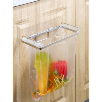 不銹鋼可掛式櫥柜垃圾架塑料袋支架免打孔廚余垃圾收納架撐袋架子