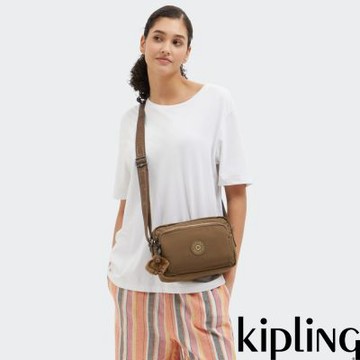 Kipling 卡其色多層收納側背包-ABANU M ZIP