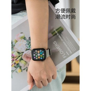 米蘭尼斯針扣表帶適用applewatch不銹鋼編織7蘋果S8iwatch5手表帶