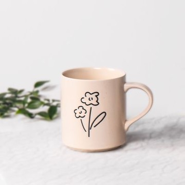 上作美器 日本製小花米白色馬克杯(300ml/水杯/茶杯/咖啡杯)