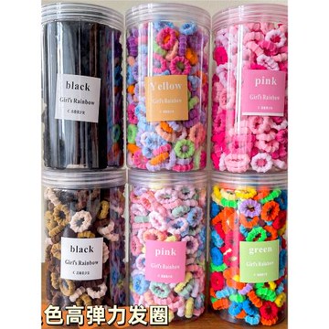 兒童拇指發圈寶寶頭繩皮筋耐用高彈女童頭飾嬰兒扎頭發繩發飾罐裝