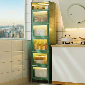 夾縫收納櫃側邊櫃置物櫃廚房置物架家用落地多層多功能微波爐收納柜子儲物柜碗柜餐邊柜子