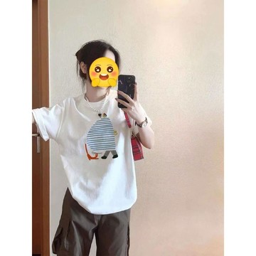 24h熱賣🔥100%純棉小衆設計感白色短袖t恤女新款爆款夏季寬鬆美式半袖上衣JX71