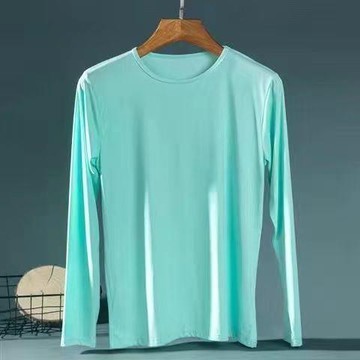 韓版冰絲T恤男|大碼95公斤男裝上衣|純色長袖防曬打底衫|春秋薄款t恤|超薄羊奶絲男打底衫|純色冰絲上衣|長袖t恤衫
