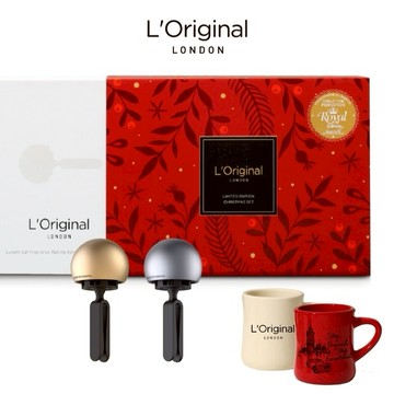 【英國 L'Original 】聖誕限定 - (金+銀)金球車用香氛閃亮亮 品牌馬克杯 交換禮物