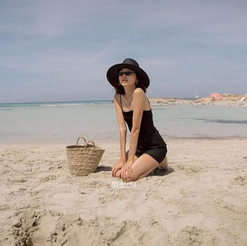 歐美英倫黑色復古高頂草帽女蝴蝶結度假旅游防曬遮陽帽海邊沙灘帽1入