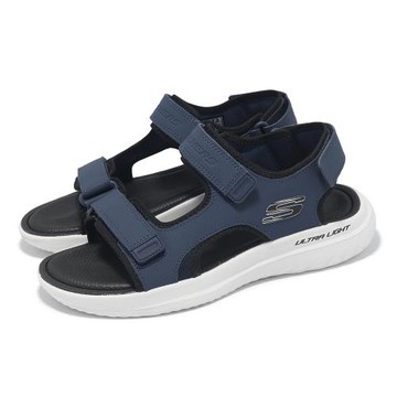 Skechers 涼鞋 Bounder 2.0 Sandal 男鞋 藍 白 緩衝 魔鬼氈 支撐 健走涼鞋 232893NVBK