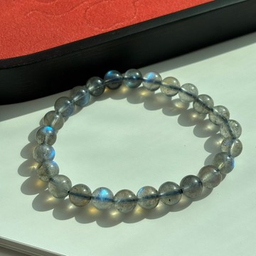 純天然灰月光手鏈女藍光冰種藍貓眼 甜美精緻拋光水晶單手串生日