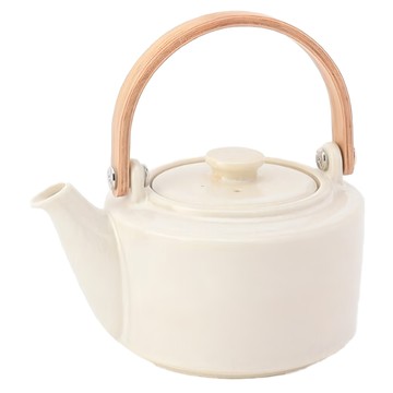 SALIU 祥 SYO木製提把茶壺 土瓶急須 附濾網  米白色  420ml  1個