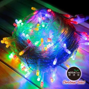 摩達客-100燈LED燈串聖誕燈樹燈串 (透明線/多色可選)(附IC控制器)高亮度省電