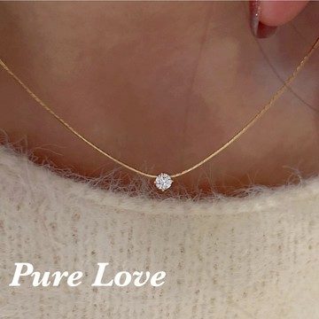 Pure Love樂芙 / 正韓 銀飾【S925純銀】N01052簡約通體純銀項鍊單鑽鋯石鎖骨鏈 短項鏈 / 金 銀