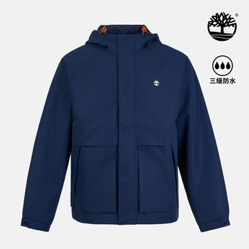 Timberland 男款藍黑色寬版硬殼防水外套|0YH6HP52