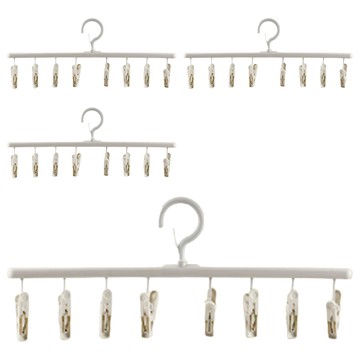 八夾衣架 一字型 PP材質 可360度旋轉 衣夾可拆 防風不掉落  白色  4個