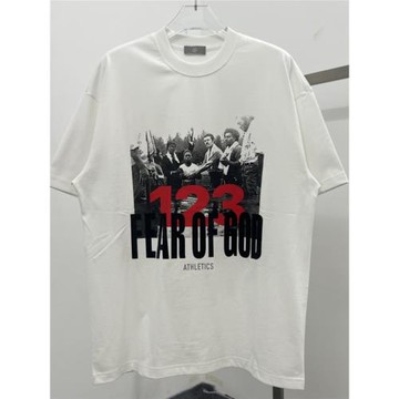 FOG夏季潮牌RRR123好萊塢三方聯名侃爺美式小領口重磅街頭短袖T恤