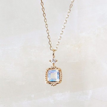 Visel 小方復古框項鍊-月光石