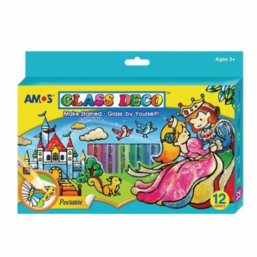 AMOS 阿摩斯 韓國原裝 12 色  10.5ML 主題 玻璃 彩繪膠 / 組 GD10P12R【APP滿額下單10%點數(單一帳號最高5000點)】1/31止