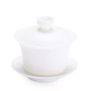 德化白瓷素燒蓋碗羊脂玉三才碗泡茶器家用功夫茶具中式茶壺