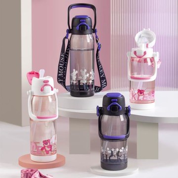 迪士尼大容量家用雙飲水壺戶外旅行運動杯子便攜提手男女士