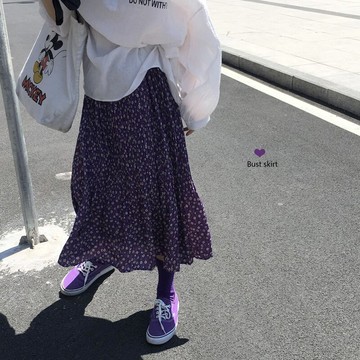 裝半身裙女chic復古寬松碎花裙高腰打底A字裙潮1入