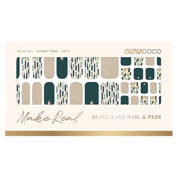 Vavacoco 美甲貼 松樹綠 34片 Bling Easy Nail & Pedi  1組