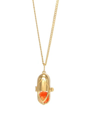 Capsule Eleven - Carnelian statement-pendant necklace - unisex - 24kt Gold Plated Sterling Silver/Carnelian - One Size