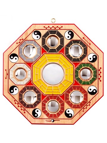 聚緣閣八卦鏡桃木彩繪太極陰陽九宮八卦鏡掛件凸鏡凹鏡平面鏡八卦