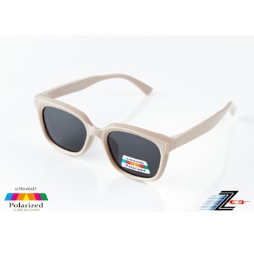 Z-POLS 兒童用質感淺灰白好看鉚釘版型設計彈性材質 Polarized寶麗來偏光太陽眼鏡(抗紫外線UV400)