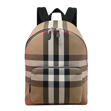 BURBERRY 8084550 JEFF 格紋帆布休閒商旅大後背包.卡其