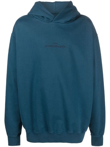 Maison Margiela - logo-embroidered pullover hoodie - men - Cotton - S - Blue