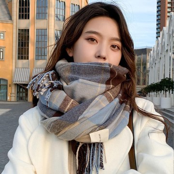 免運🔥俞兆林新款圍巾女秋冬季韓版百搭格子加厚學生情侶圍脖男仿羊絨 毛線加厚圍巾 防風围巾 仿羊絨圍巾 披肩 針織圍巾