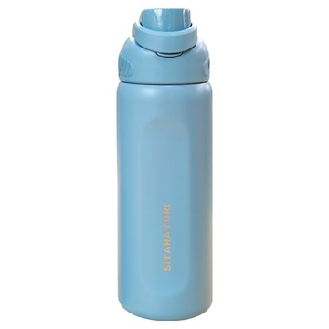 Sitarayuri 翻蓋提把304不鏽鋼保溫瓶  藍色  1個  580ml