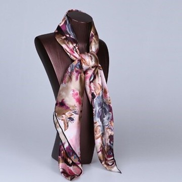 絲巾桑蠶絲圍巾-精緻大方玫瑰花印花女配件4色73hx17【獨家進口】【米蘭精品】