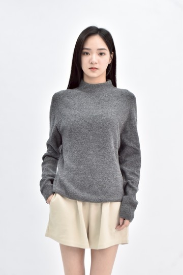 (M) top fashion 針織後排扣灰色毛衣