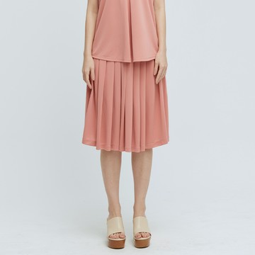 Cozee-抗菌細緻簡約打摺中長裙(女)-荒漠粉沙S-L