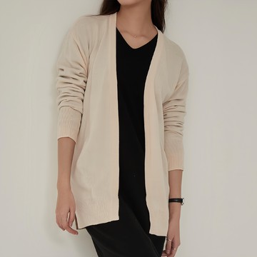 CARET 女款長版開襟毛衣 奶油色 100% 腈綸  Free Size