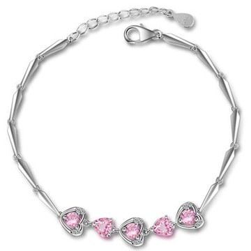 925純銀手鍊鑲鑽手環-浪漫甜美時尚優雅情人節生日禮物女飾品2色73ly4【獨家進口】【米蘭精品】