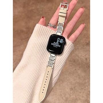 【台灣出貨】熱銷新款 適用 APPLE WATCH 滿鑽荔枝紋 真皮錶帶 SE S11 S9 S10 46mm 女士錶帶