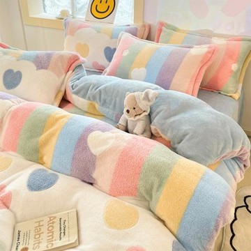 冬季加厚牛奶絨被套單件雙面150x200x230單人1.5珊瑚絨法蘭絨被罩