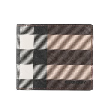 BURBERRY 環保帆布格紋8卡對開短夾（暗樺木棕色）_廠商直送