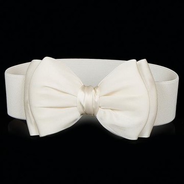 時尚大蝴蝶結女士裝飾松緊寬腰帶腰封韓版百搭黑白裙子腰帶女配飾