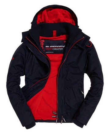 跩狗嚴選 極度乾燥 Superdry 男款 深藍紅 背後有線 風衣 外套 防風 刷毛內裡 三拉鍊 情侶款 WCT