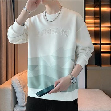 衛衣男士新款潮流春秋打底撞色圓領套頭上衣寬松休閑長袖百搭男裝P【步行者戶外生活館】